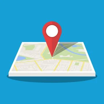 City Map With Marker, Vector Icon 스톡 일러스트