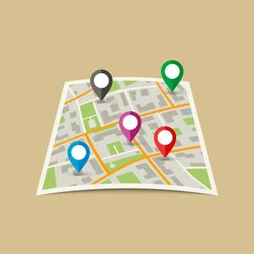 City Map with Markers. Stock Illustration