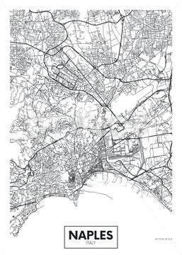 City map Naples, travel vector poster design: Graphic #121610025