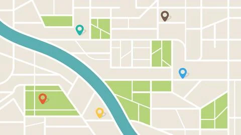 City Map Navigation with GPS and Marker Icon Stock Illustration