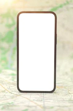City map navigation with modern mobile phone, map navigation app concept and  Stock Photos