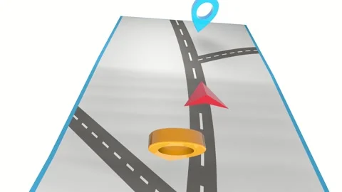 City map navigation route seamless loop. GPS Tracking. Moving red marker forward Stock-Footage 231409821