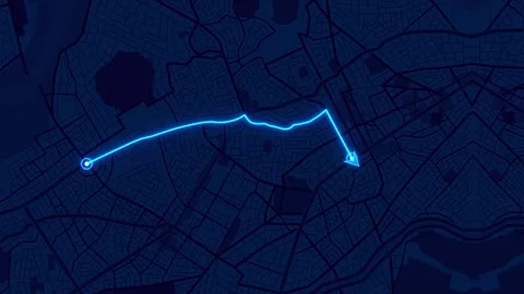 City map with navigator line destination GPS Technology transportation, Futurist Stock Footage 342787885