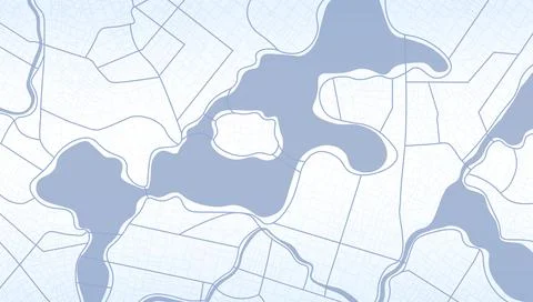 City map pattern with blue rivers and street network. Detailed urban blueprint Stock Illustration