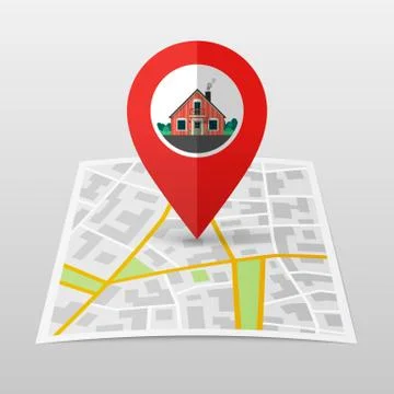 City Map with pin. Stock Illustration
