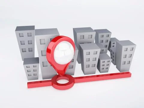 City with map pointers. gps concept Illustrazione stock