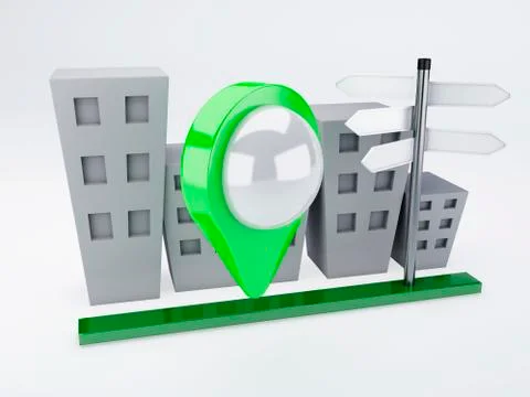 City with map pointers. gps concept Illustrazione stock