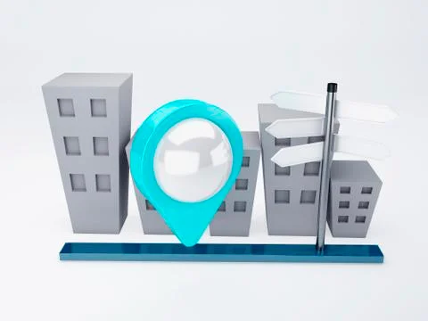 City with map pointers. gps concept イラスト素材