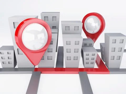 City with map pointers. gps concept 스톡 일러스트