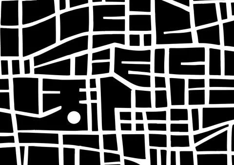 City map, road plan, abstract black and white illustration. Stock Illustration