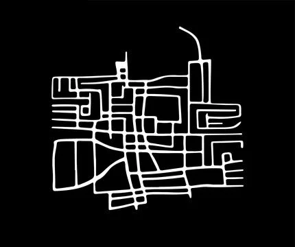 City map, road plan, abstract black and white illustration. Stock Illustration