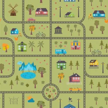City map seamless pattern Stock Illustration