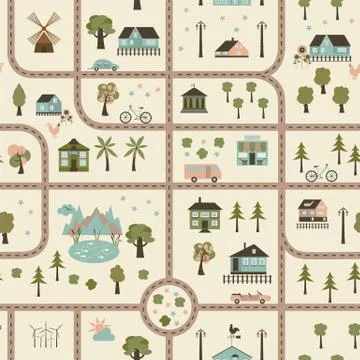 City map seamless pattern Illustrazione stock