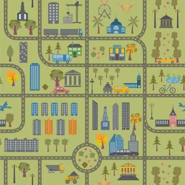City map seamless pattern Stock Illustration