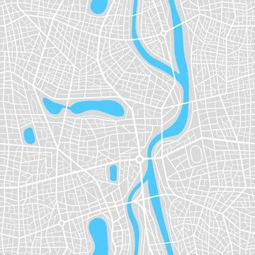 City map seamless pattern with river, street roads Stockillustratie