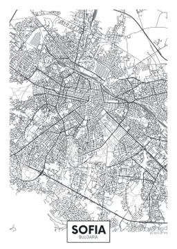 City map Sofia, travel vector poster design Stock Illustration