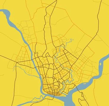 City map. Town streets on the plan. Vector Ilustración de archivo