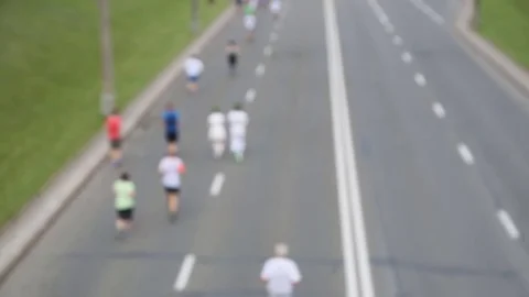 City marathon. Top view Stock Footage 80419400