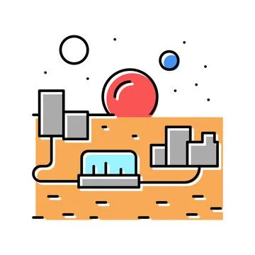 City on mars color icon vector illustration Stock Illustration