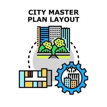 City master plan layout developing urban infrastructure scheme Illustrazione stock