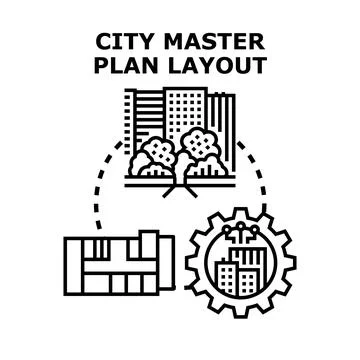 City master plan layout developing urban infrastructure scheme Stock Illustration