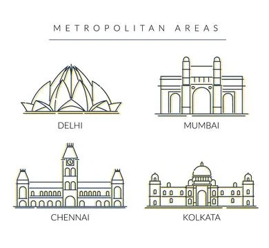City Master - A Set of Key Metro Indian Cities -  Icon Illustration Stock Illustration