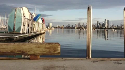 City of Melbourne from St Kilda Pier Stock Footage