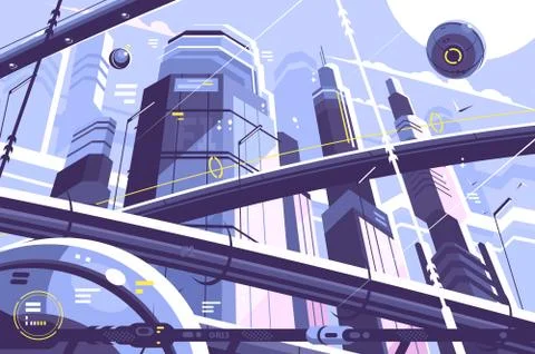 City metropolis of future Stock Illustration