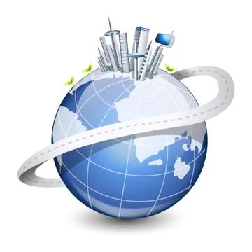 City with modern design globe. Vector illustration Stock Illustration