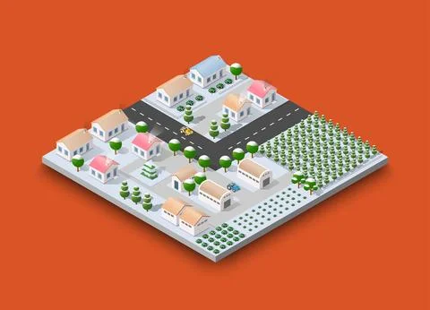 City module creator isometric concept of urban Stock Illustration
