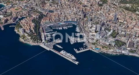 City of Monaco at noon from a height of 3 d Stock Photos