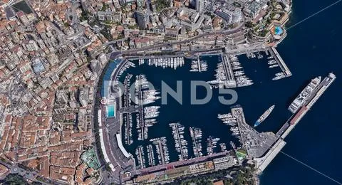 City of Monaco at noon from a height of 3 d Stock Photos