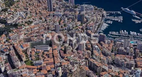 City of Monaco at noon from a height of 3 d Stock Photos