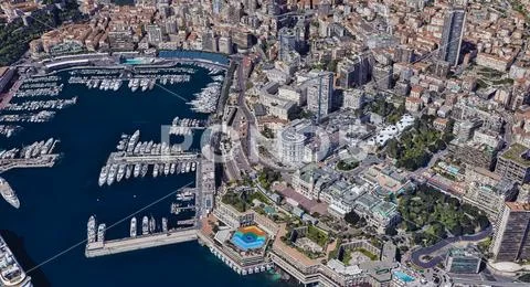 City of Monaco at noon from a height of 3 d Stock Photos