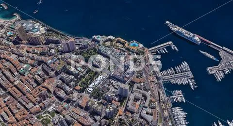City of Monaco at noon from a height of 3 d Stock Photos