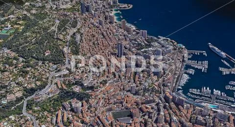 City of Monaco at noon from a height of 3 d Stock Photos
