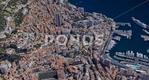 City of Monaco at noon from a height of 3 d Stock Photos