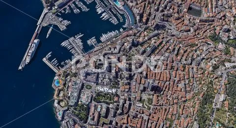 City of Monaco at noon from a height of 3 d Stock Photos