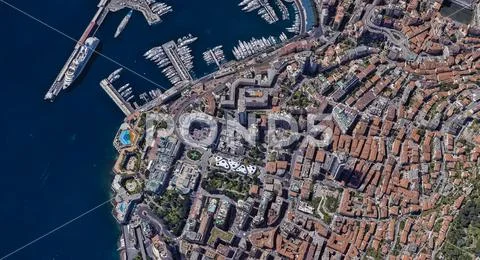 City of Monaco at noon from a height of 3 d Stock Photos