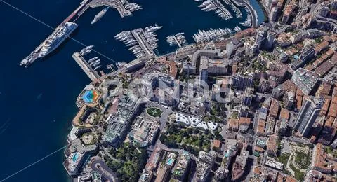 City of Monaco at noon from a height of 3 d Stock Photos