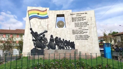 City monument of the founding of Cusco in Cusco, Peru. Stock Footage 288401956
