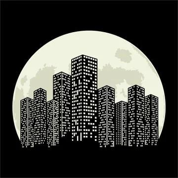 City moon Stock Illustration
