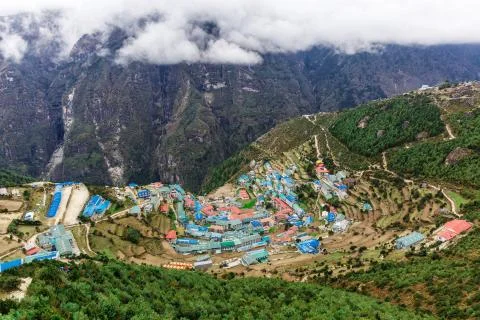 City in the mountains Stock Photos