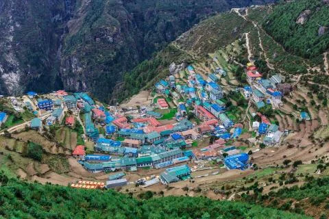 City in the mountains Stock Photos