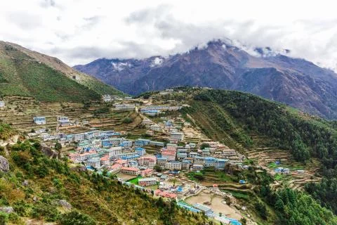City in the mountains Stock Photos