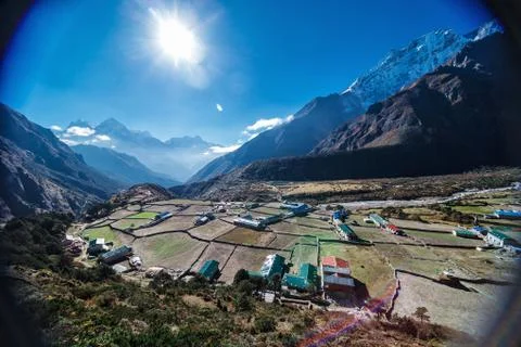 City in the mountains Stock Photos