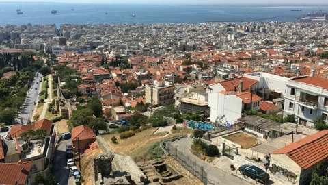 A city on a mountainside Stock Footage 158489878