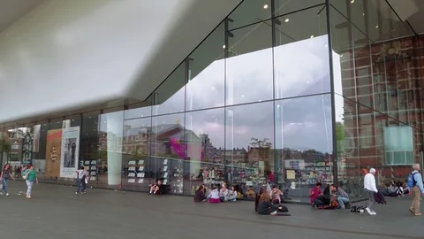 City museum in Amsterdam at Museum Square Stock Footage