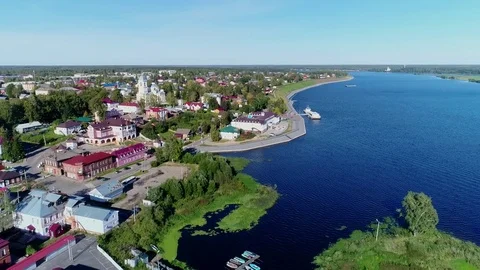 City of Myshkin. Aerial survey. 스톡 동영상 81615448