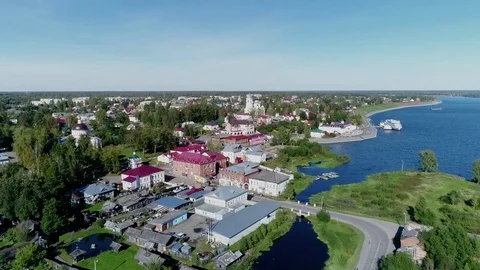 City of Myshkin. Aerial survey. 스톡 동영상 81615560